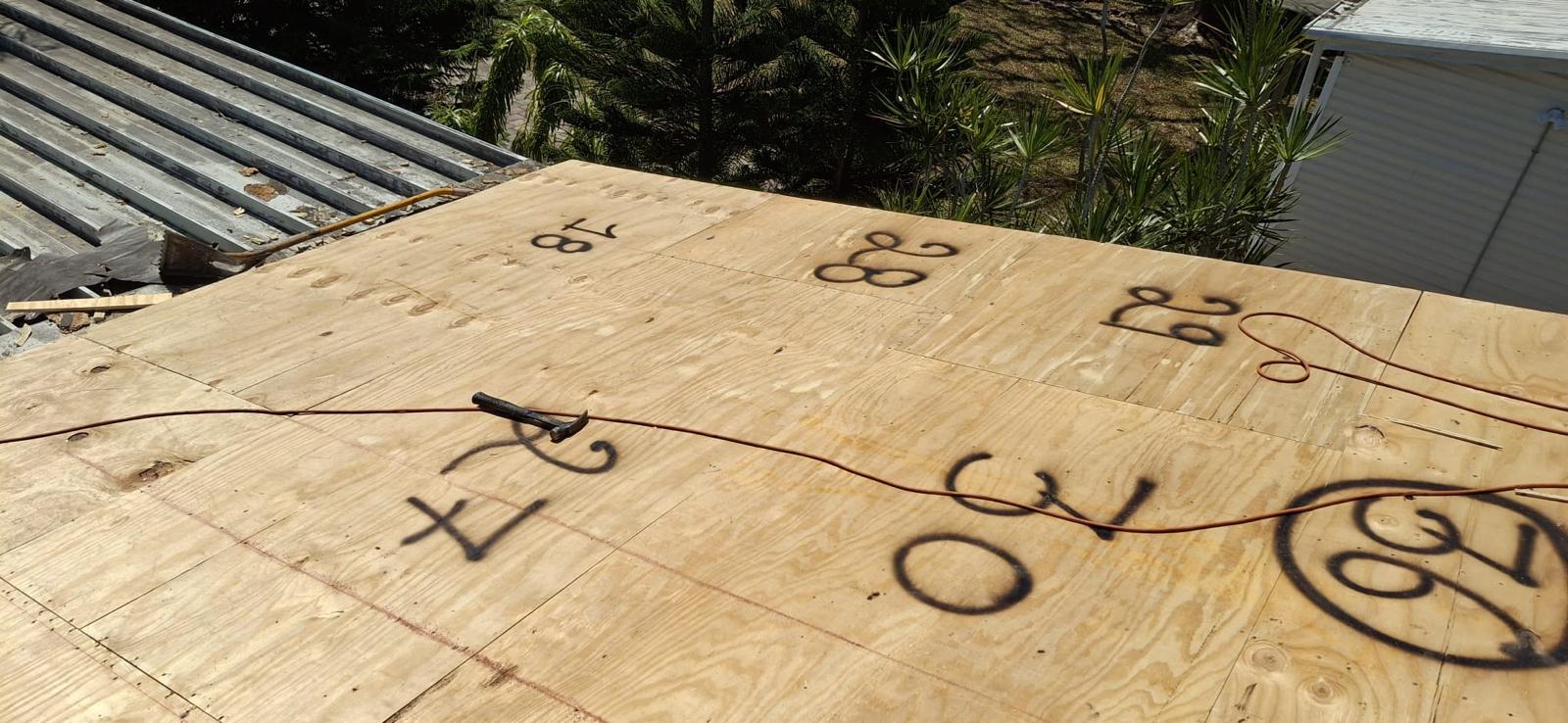Roof sheathing photographed during a real Palm Beach Gardens roofing project